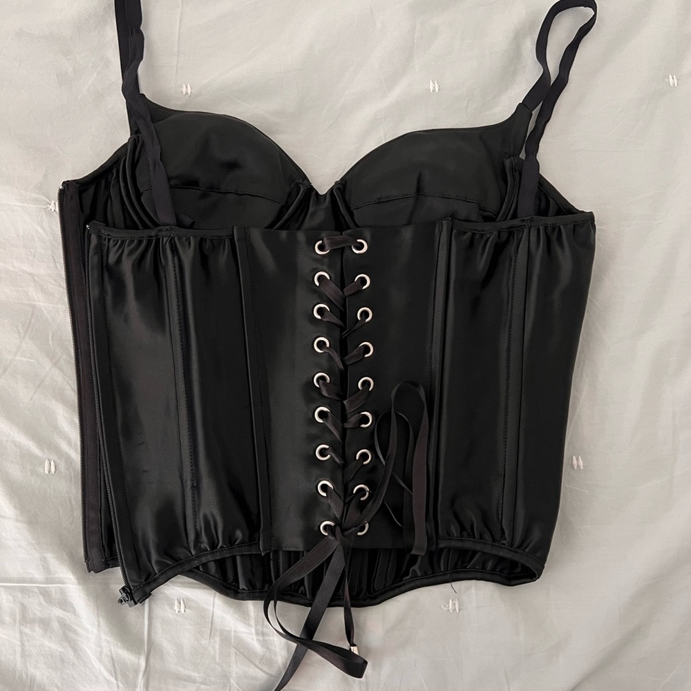 Black Corset Top with Lace-Up Detail